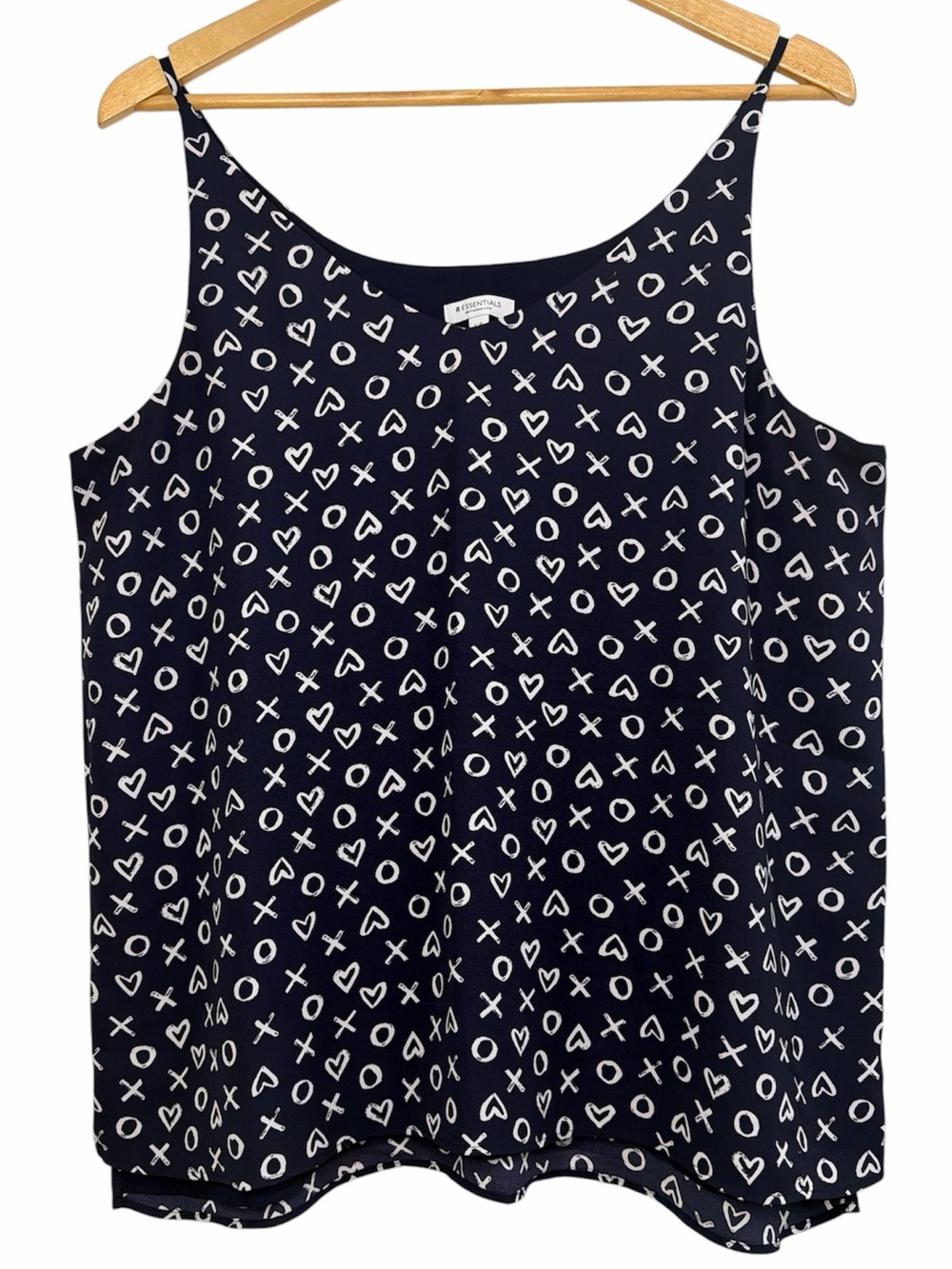 Reitmans Essentials XO Heart Print Cami Tank Top Navy Large